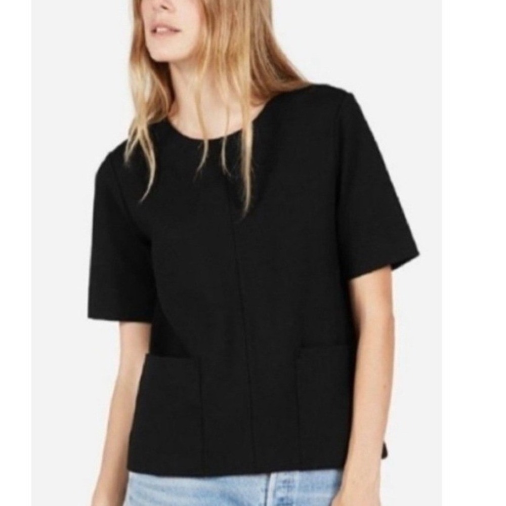 Everlane The Ponte Pocket Top Women's M Black Minimalist